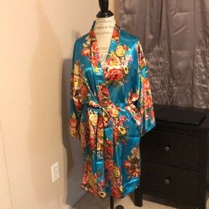 Silk floral robe